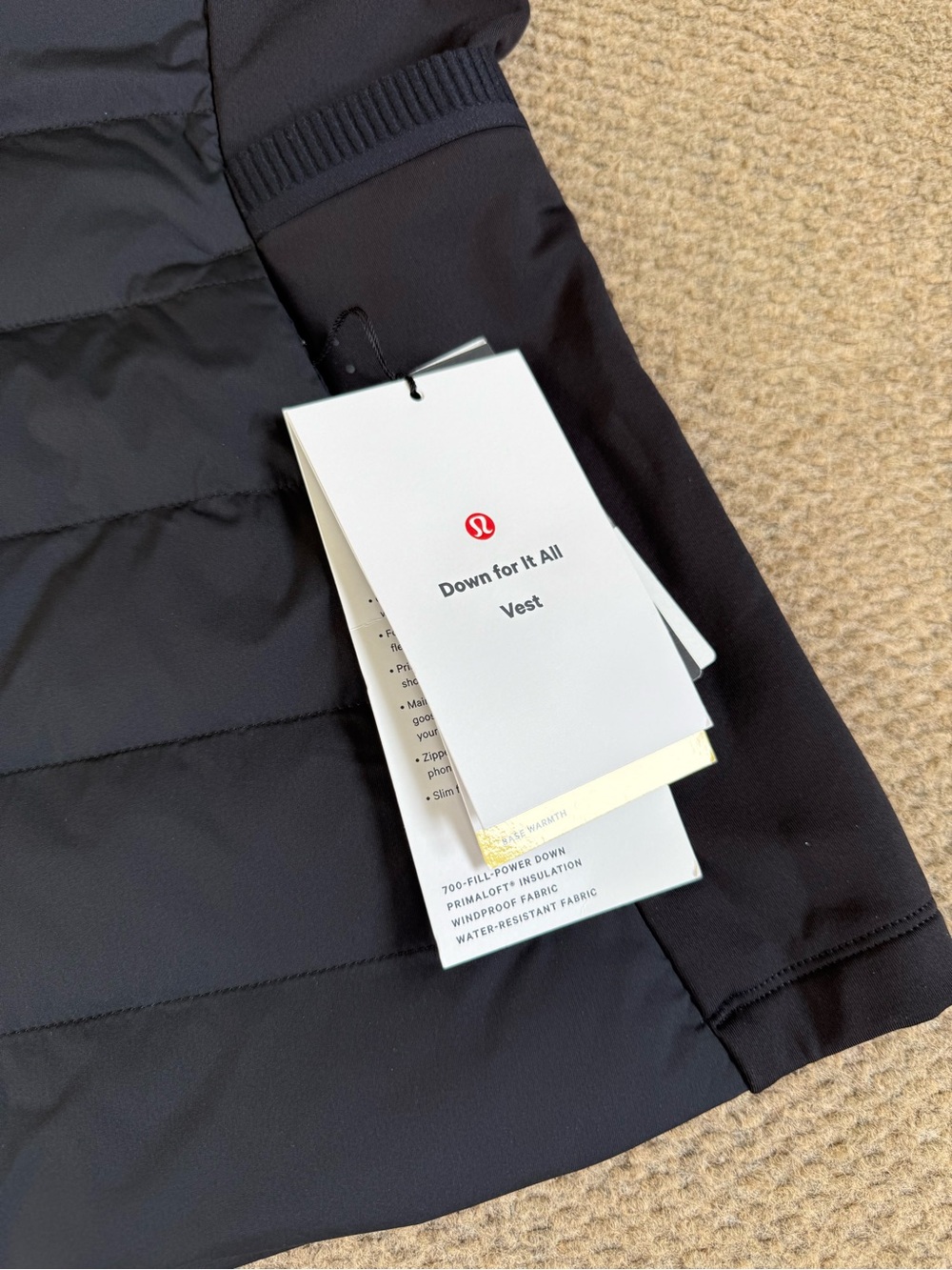 Lululemon Down For It All Vest Insulated Full Zip Black Size 6 NWT Primaloft - Picture 3 of 8